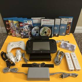 Nintendo Wup-101 201 Wii U Black System Console Bundle Charger Cords Games Game Pad 32gb