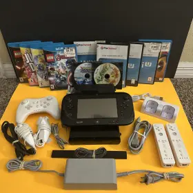 Wup-101 Nintendo 201 Wii U Black System Console Bundle Charger Cords Games Game Pad 32gb