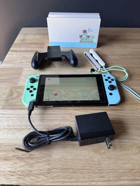 Nintendo Xkw50021749402 Switch V1 Better Battery. Animal Crossing Edition Case Joy Cons