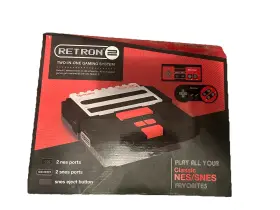 Retron 813048013303 2 - In 1 Gaming System Red/black Nes Snes Turns On