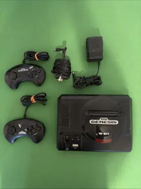 920083062 Sega Genesis 16-bit Console Black With 2 Controller Power Adapter Antena Adaptor