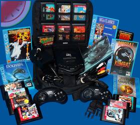 Sega Ag91068774 Working Cd Genesis Cdx System 25 Games Collection 6 Button Pads Carry Case
