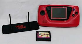Sega K31024895 Gamegear Portable Video Game System Red Shell With And Custom Stand