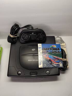 Sega Mk-8000a Saturn Console Black Daytona Usa Controller Cords Excellent Tested