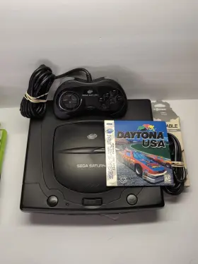 Mk-8000a Sega Saturn Console Black Daytona Usa Controller Cords Excellent Tested