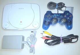 Sony 034722758307 Playstation 1 Psone White Scph-101 System Console W Blue 3rd Cntrllr Vg