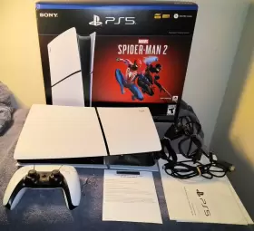 1000039790 Sony Playstation 5 Digital Slim Edition Console Spider Man 2 Bundle And Ps5 Controller