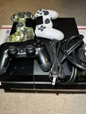 3001356 Sony Playstation 4 Ps4 500gb Jet Black Console 3 Controllers