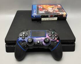 Sony 3003348 Ps4 Slim 1tb Jet Black Console Bundle 1 Controller 2 Games And Cables