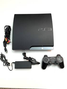 Sony 679360939901 Playstation 3 Slim Console-120 Gb-black-blu-ray All Cords And Controller