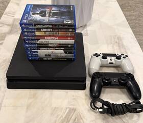 Sony 711719395874 Playstation 4 Slim 1tb Console With 2 Controllers 10 Games Ps4 Tested