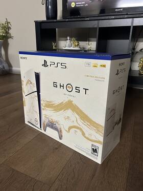 Sony 711719599807 Playstation 5 Console Ghost Of Yotei Gold Limited Edition Bundle Slim In Hand