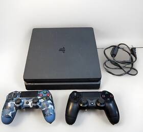 Sony Aw-cb262 Playstation 4 Slim Ps4 Black Console Works With 2 Controller