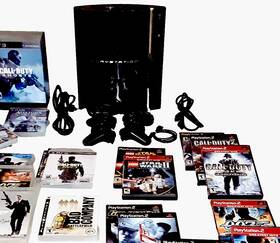 Sony Ce140193723-cecha01 Ps3 Lot Reverse Compatible 500 Gb Console Controllers 8 Games Playstation 3
