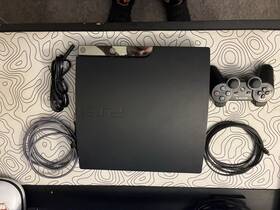 Sony Cech-2505a Playstation 3 Slim Black Console Wi-fi Controller And Cables