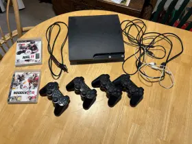 Cech-3002b Sony Ps3 Slim Bundle 120gb Console With 4 Controllers Playstation Tested Read