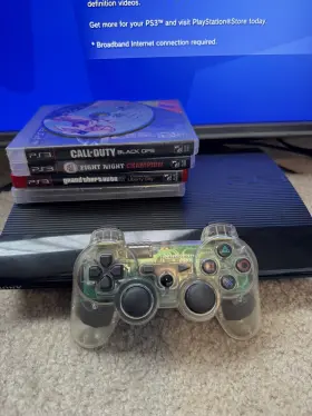 Cech-4002a Sony Playstation 3 Ps3 Super Slim 500gb Console Bundle Controller And 5 Games