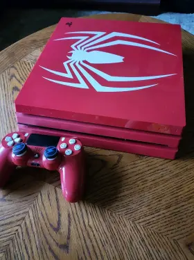Cf379a Sony Ps4 Pro 1tb Spider-man Console With Controller And Cords Limited Edition Good