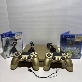 Sony Chu-2015b Playstation Ps4 Slim Gold Console 1 Tb Storage Lot Controllers Games