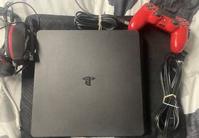 Sony Md634544208 Playstation 4 Slim Console Black Wi-fi Red Controller Headset Hdmi Usb-a