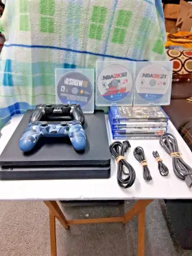 Mg368180956 Sony Playstation 4 Ps4 Slim 1tb Console W / 7 Games Bundle Cuh-2215b