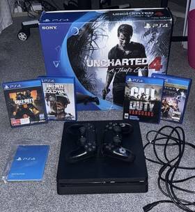 Sony Rb3001504 Playstation 4 Slim 500 Gb Matte Black With Uncharted Bundle