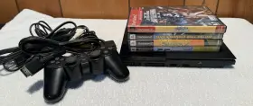 Scph-90001 Sony Schp-90001 Ps2 Playstation 2 Black Slim Console 4 Games Oem Cords Memory
