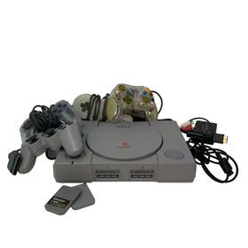 Sony Schp-9001 Playstation System Ps1 Bundle Cords 4 Dualshock Controllers 2 Memory Cards