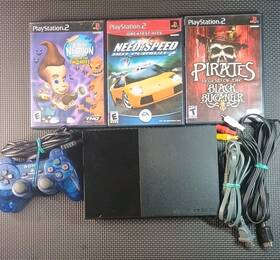 Sony Schp-90010 Playstation 2 Slim Ps2 Console Bundle Oem Controller 3 Games And Cables
