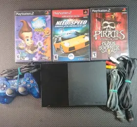Schp-90010 Sony Playstation 2 Slim Ps2 Console Bundle Oem Controller 3 Games And Cables