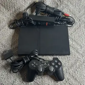Scoh-75001 Sony Playstation 2 Ps2 Slim Black Console Bundle Tested/working