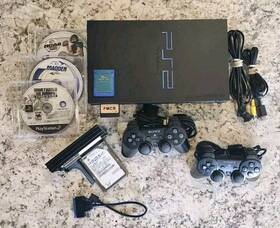 Sony Scph-10281 Playstation 2 Ps2 Fat Console Bundle Hdd Network Adapter Cords Scph-39001