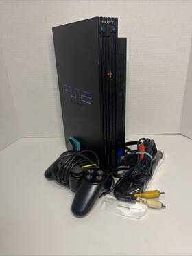 Sony Scph-15000 Playstation 2 Black Console Tested Working Av Cable
