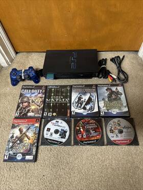 Sony Scph-30001 Playstation 2 Ps2 Fat Console Bundle With Games 1 Controller And Memory Card