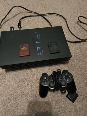 Sony Scph-35001gt Playstation 2 Home Console - Black With 28gb Memory Cards Huge Lot Of Games