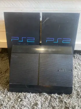 Scph-3xxxx Sony Lot Of 3 - 2 Ps2 Fat Consoles 1 Ps3 Super Slim Console For Parts Or Repair
