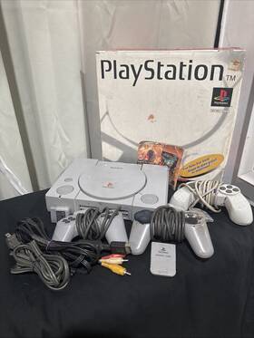 Sony Scph-5501/94005 Ps1 Playstation One Console With Box 2 Controllers Tested