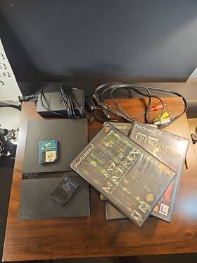 Sony Scph-7001a Ps2 Slim Console Scph-70012a With Cables Tested And Works.4 Games No Controller