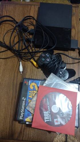Sony Scph-75001cb Playstation 2 Ps2 Slim Bundle - Tested And Working