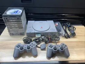 Scph-7502 Sony Playstation Pal 1 Ps Console Controllers 11 Games Memory Card