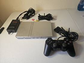 Sony Scph-79001cw Playstation 2 Ps2 Slim Silver Console Bundle Oem Controllers Hdmi Scph-790001