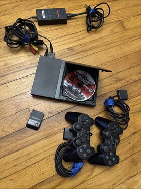 Sony Scph-7xxxx Ps2 Playstation 2 Console Set With Controllers Katana Memory Card Bundle
