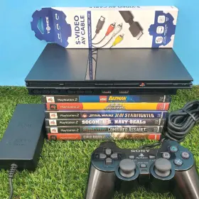 Spch-79001 Sony Playstation 2 Slim Scph -79001 Bundle 6 Games Cords Controller All Works Ps2