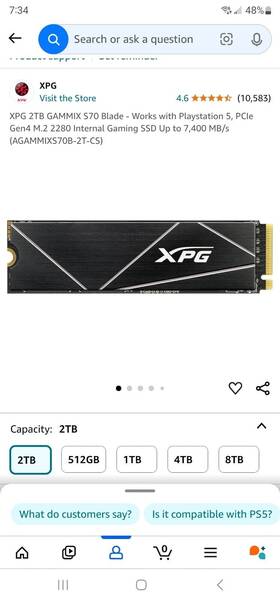 Sony Ssd-ps5 Xpg Gammix S70 Blade 2tb Nvme