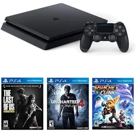 Zz722634 Sony Playstation 4 1tb Slim System With Starter Pack Bundle Jet Black 4z