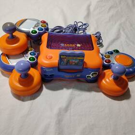 Vtech 53-36400-105-080 V.smile Tv Learning System Console 3 Controllers Bob Busy Day Game