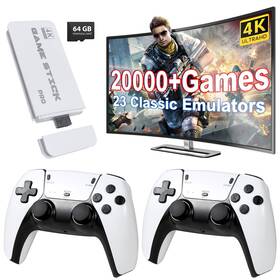 Xiskt 717097683909 Retro Game Stick 4k Wireless Console With Built-in 20000 Games An