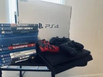 Sony Playstation Slim 1TB PS4 Console Bundle W/ Controllers, Games & Box Used. Price: $135.00.