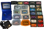 Nintendo Boy Advance Sp Blue With Charger + 25 Games Lot- All Tested, Works Used. Price: $350.00.