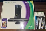 Microsoft Xbox 360 Slim Black 4GB Console With Kinect Bundle Cib Tested W/ Games Open. Price: $141.99.